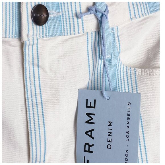FRAME NWT $230 Le High Skinny Crop Stripe Jeans Blue White Ombré Size 27 - Picture 4 of 13